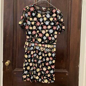 Kenzo Paris sheer silk floral mini dress black sz 4
